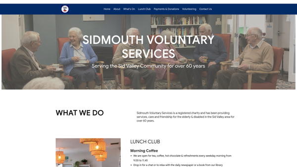 Screenshot of the Sidmouth Voluntary Services website