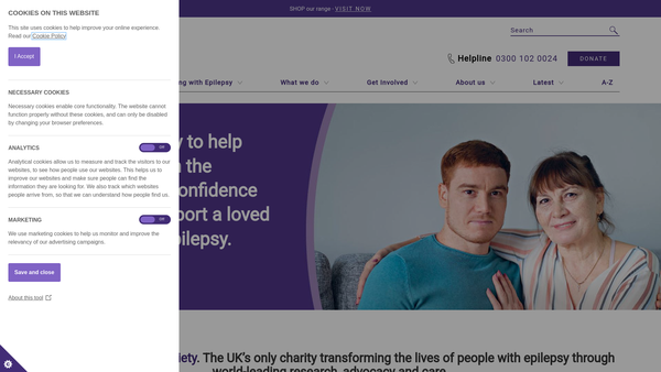 Screenshot of the Epilepsy Society website