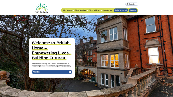 Screenshot of the British Home And Hospital For Incurables website