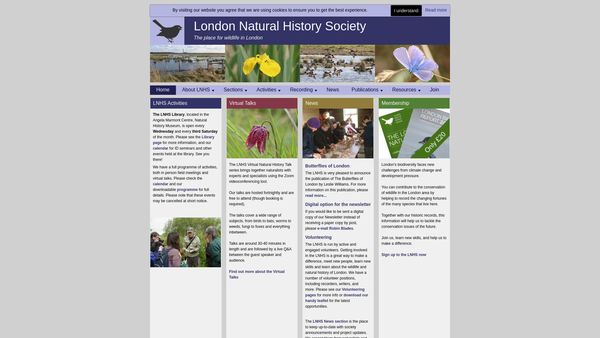 Screenshot of the The London Natural History Society website