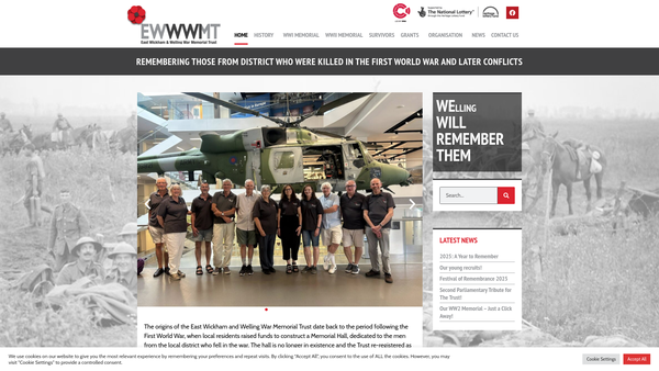 Screenshot of the East Wickham And Welling War Memorial Trust website