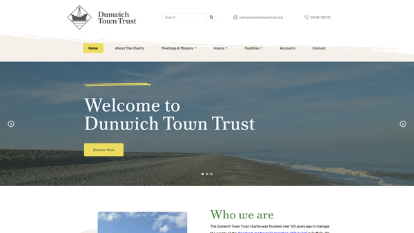 Screenshot of the Dunwich Town Trust website