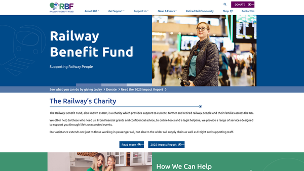 Screenshot of the Railway Benevolent Institution website