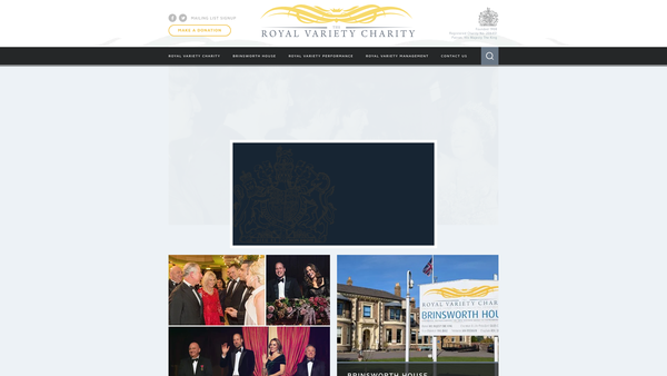 Screenshot of the Royal Variety Charity website