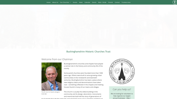 Screenshot of the Buckinghamshire Historic Churches Trust website