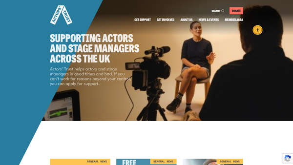 Screenshot of the The Actors' Benevolent Fund website