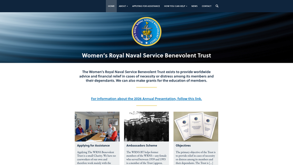 Screenshot of the Women's Royal Naval Service Benevolent Trust website