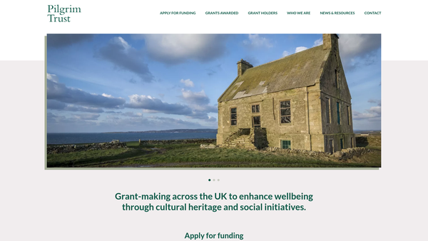 Screenshot of the The Pilgrim Trust website