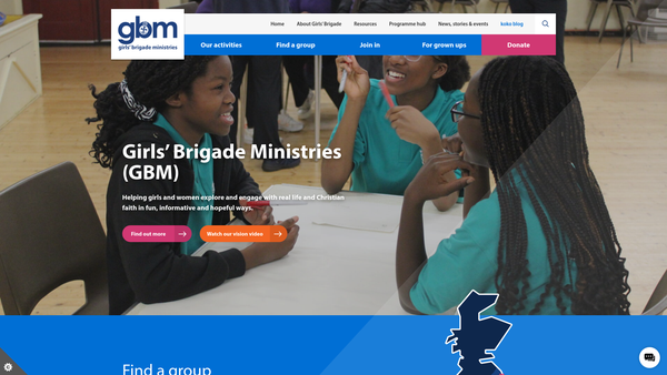 Screenshot of the The Girls' Brigade England And Wales website