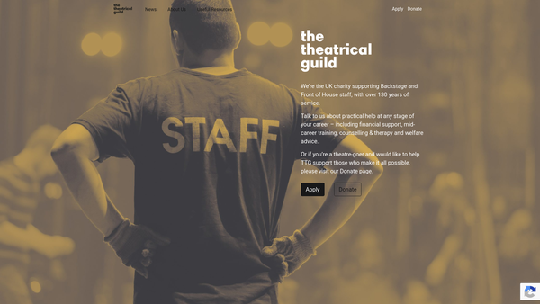 Screenshot of the The Theatrical Guild website