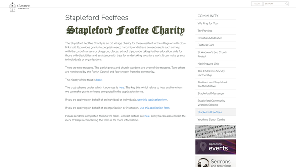 Screenshot of the The Stapleford Feoffee Charity website