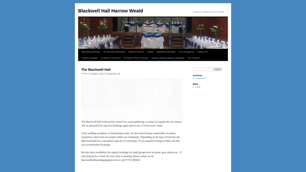 Screenshot of the Blackwell Hall website