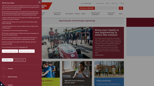 Screenshot of the The Institution Of Mechanical Engineers website