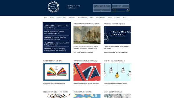 Screenshot of the Royal Historical Society website