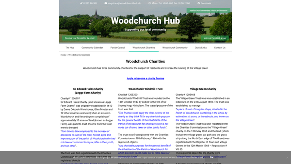 Screenshot of the Sir Edward Hales' Charity (Otherwise Known As Legge Farm Charity) website