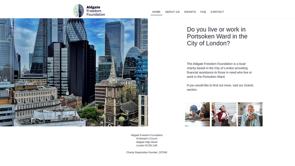 Screenshot of the The Aldgate Freedom Foundation website