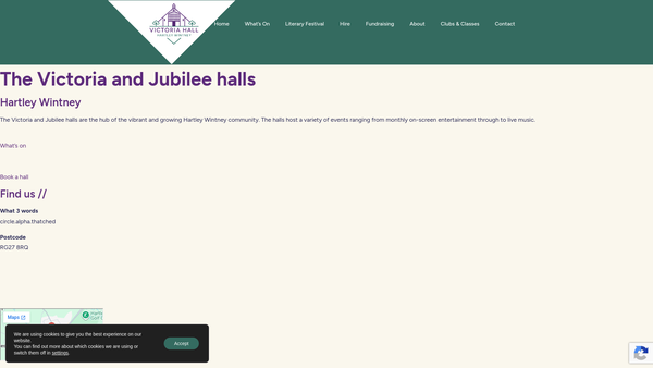 Screenshot of the Victoria Hall website