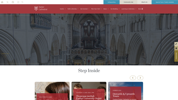Screenshot of the The Friends Of Exeter Cathedral website