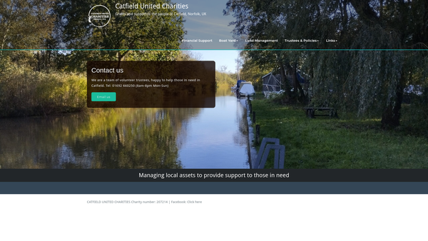 Screenshot of the Catfield United Charities website