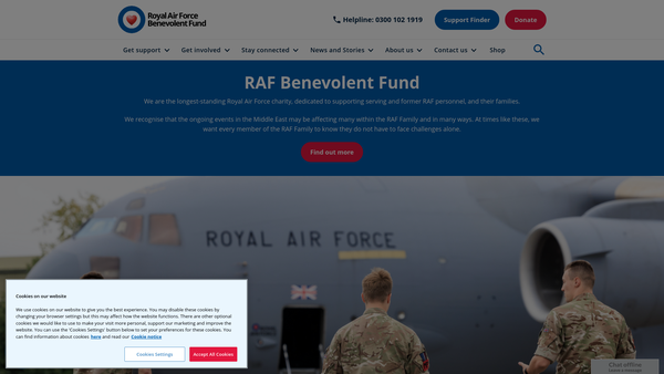 Screenshot of the The Royal Air Force Benevolent Fund website