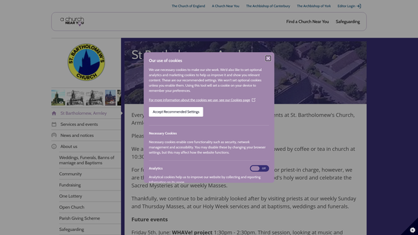 Screenshot of the Martha Walker Almshouses website