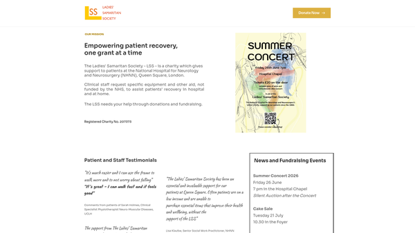 Screenshot of the Ladies' Samaritan Society website