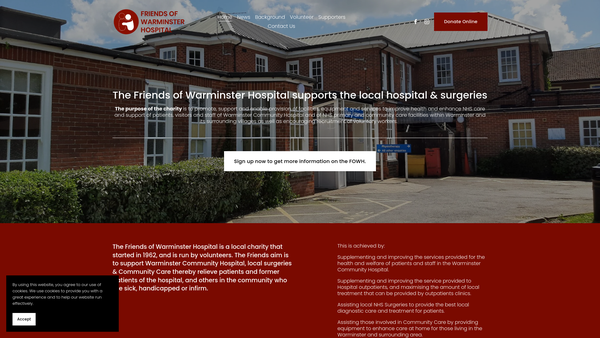 Screenshot of the The Friends Of Warminster Hospital website