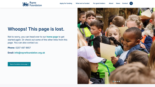 Screenshot of the The Rayne Trust website