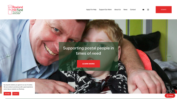 Screenshot of the Rowland Hill Memorial And Benevolent Fund website