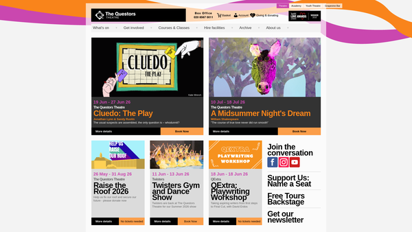 Screenshot of the The Questors Limited website