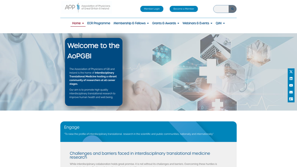 Screenshot of the Association Of Physicians Of Great Britain And Ireland website