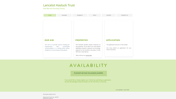 Screenshot of the Lancelot Hasluck Trust website