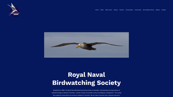 Screenshot of the The Royal Naval Bird Watching Society website