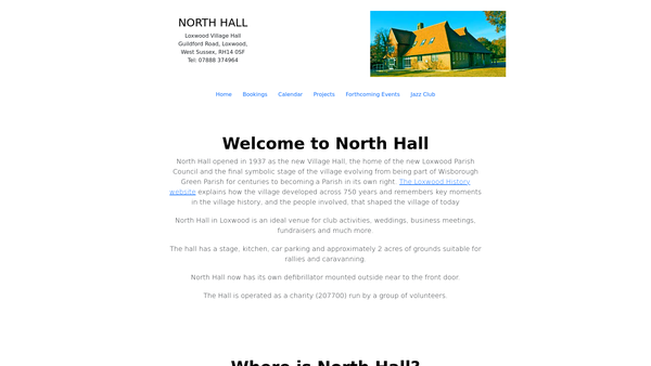 Screenshot of the North Hall website