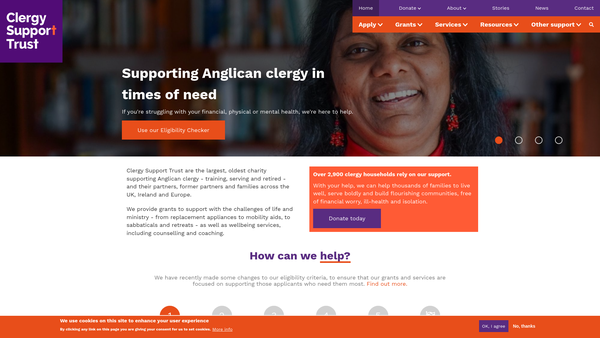Screenshot of the Governors Of The Charity For Relief Of The Poor Widows And Children Of Clergymen (Commonly Called Clergy Support Trust) website