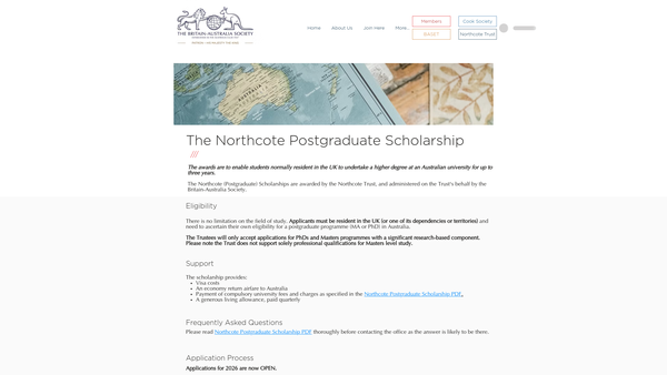 Screenshot of the The Northcote Trust website