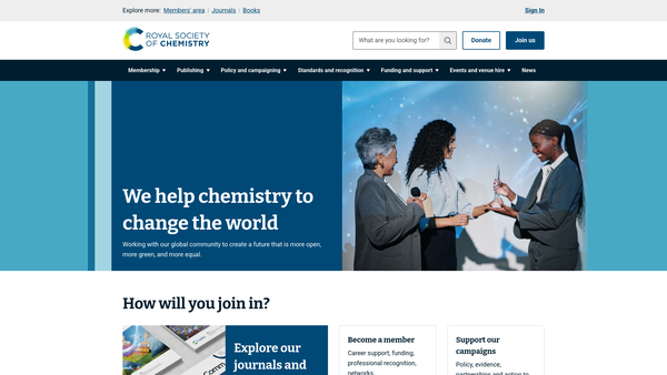 Screenshot of the The Royal Society Of Chemistry website