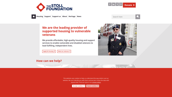 Screenshot of the The Sir Oswald Stoll Foundation website