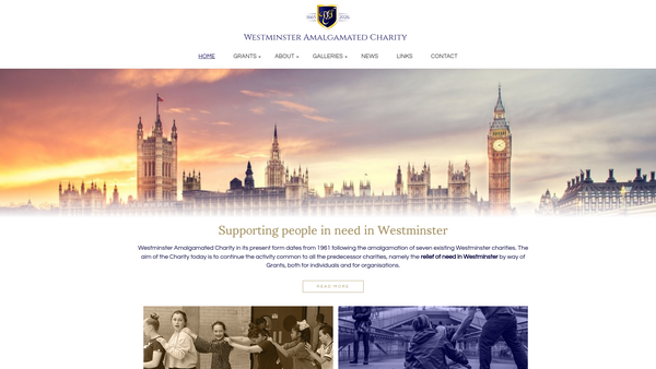 Screenshot of the Westminster Amalgamated Charity website