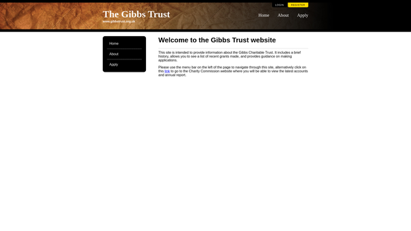Screenshot of the The Gibbs Charitable Trusts website