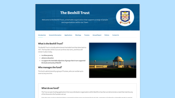 Screenshot of the The Bexhill Trust website