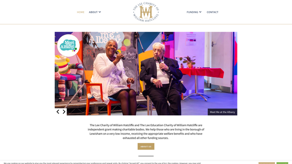 Screenshot of the The Lee Charity Of William Hatcliffe website