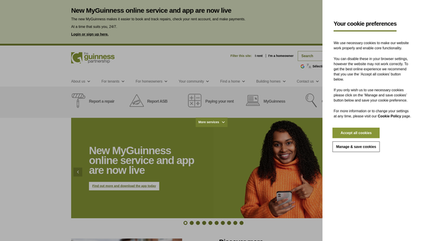 Screenshot of the The Guinness Trust website