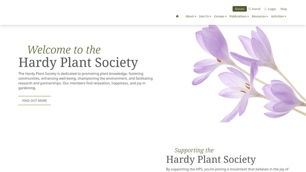 Screenshot of the The Hardy Plant Society website