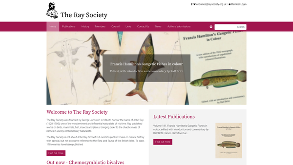 Screenshot of the The Ray Society website