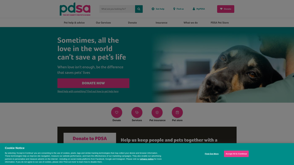 Screenshot of the The People's Dispensary For Sick Animals website