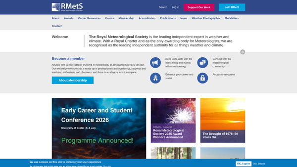 Screenshot of the Royal Meteorological Society website