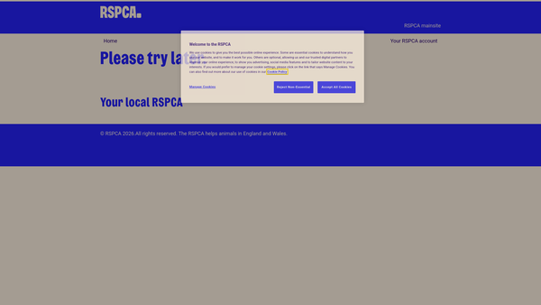 Screenshot of the Royal Society For The Prevention Of Cruelty To Animals Hertfordshire East Branch website