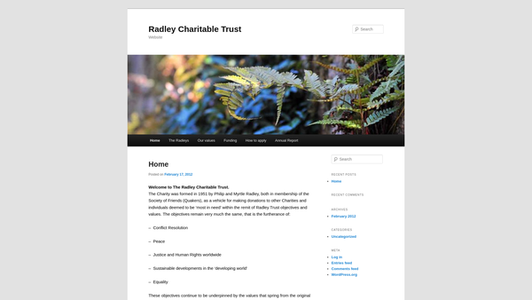 Screenshot of the Radley Charitable Trust website