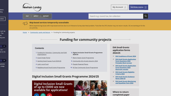 Screenshot of the Newham People’s Trust Fund website